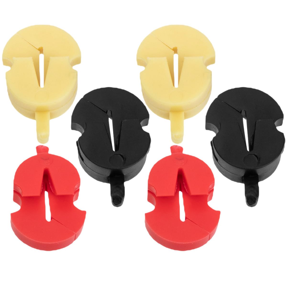 6pcs Violin Rubber Mutes Set, Small Viola and Cello Instrument Practice Mutes, Sturdy Rubber Violin Parts with Yellow, Red, Black Colors for Quiet Practice