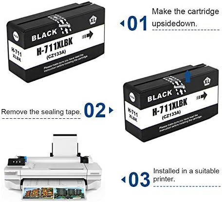 SMARTOMI Compatible Ink Cartridge 711XL 711 XL High Yield Pigment 1Black 1Cyan 1Magenta 1Yellow) Replacement for HP Designjet T120 24/T120 610/T520 24/T520 36/T520 610 T520 914 /T125 24