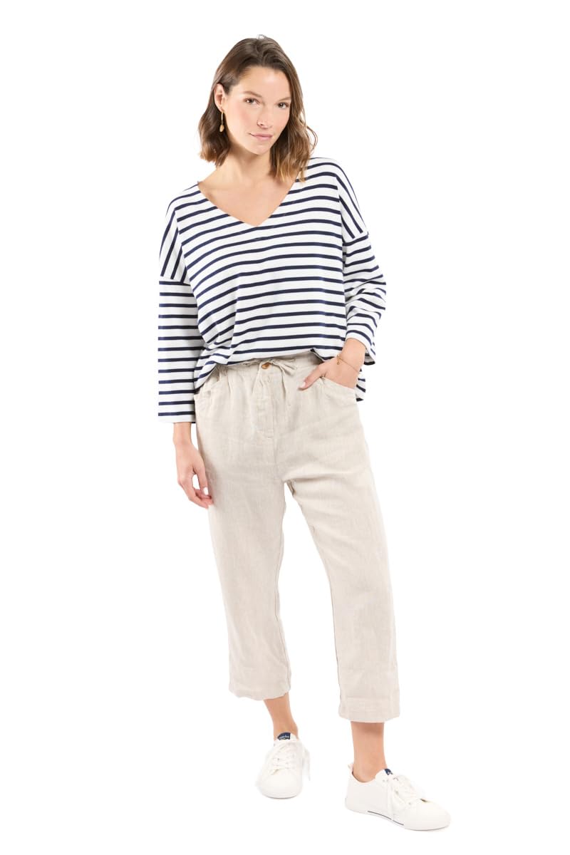 Armor Lux Corsaire Elastiqué Femme, en Lin, Coupe Régulière, Style Décontracté