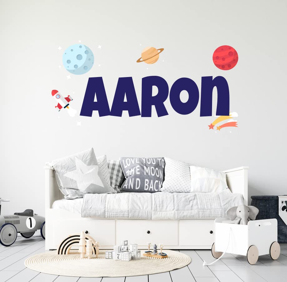 Vinilo Decorativo Personalizado Cohete y Planetas 30x15" miniatura 4