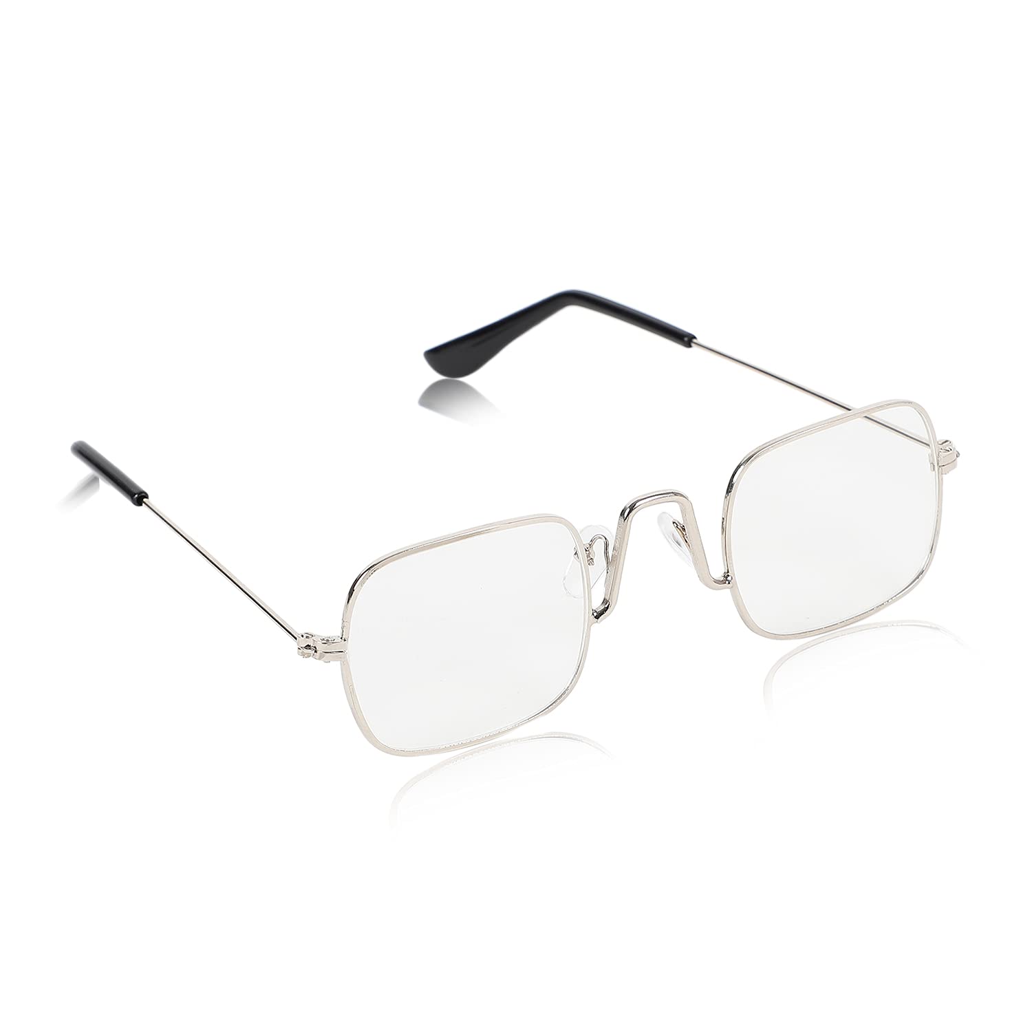 ALCHIKO Unisex Full Rim Square Polarized Sunglass with UV Protection, Silver Frame, Transparent Lens - Pack of 1