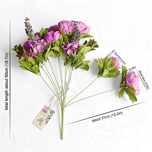 Image of FiveSeasonStuff Vintage Artificial Peonies Silk Peony Flowers and Hydrangeas for Wedding Bridal Home Decor - Beautiful Floral Centerpiece Arrangement Decoration with 2 Bouquets (Thistle Purple)