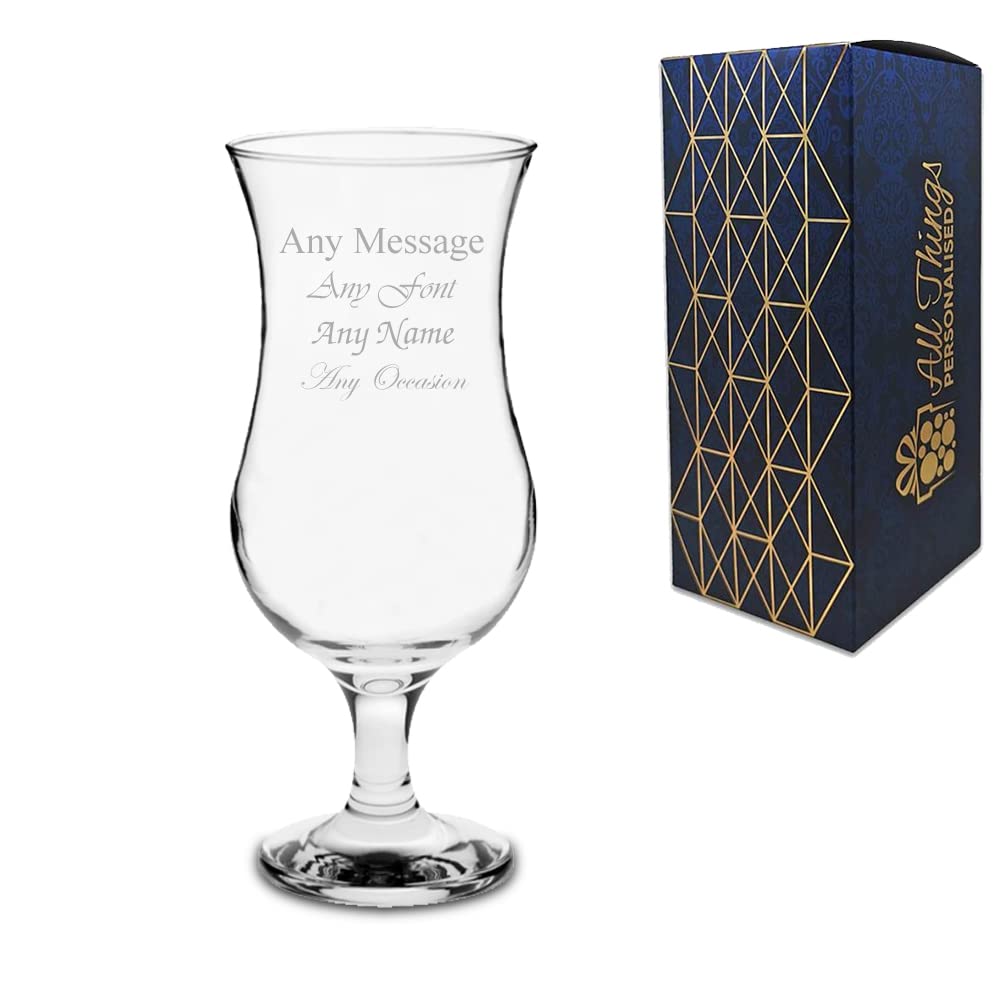 Transparent Personalised Engraved Novelty Pina Colada Cocktail Glass - Birthday Gift Present