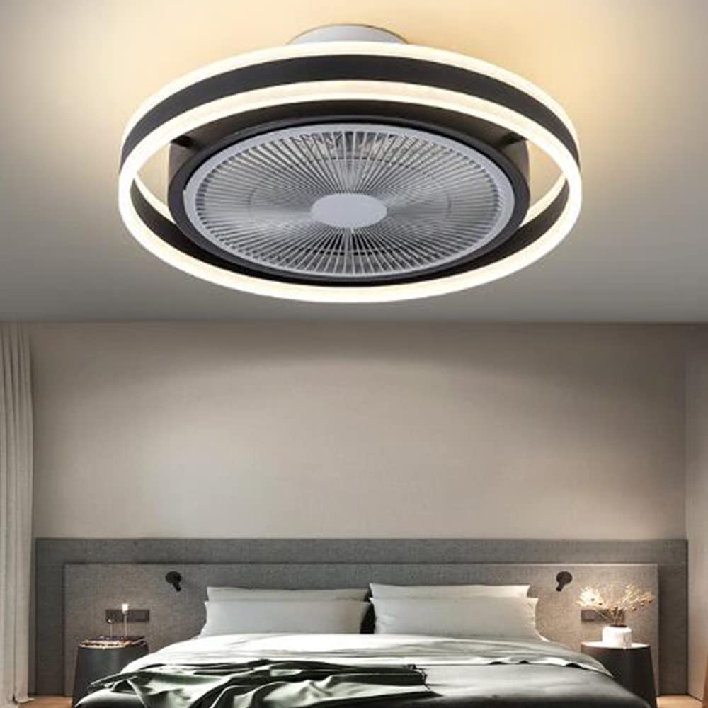 LED Plafondlamp Met Ventilator - Plafondventilator - Trion Romina - 30W - Aanpasbare Kleur Afstandsbediening Dimbaar Rond Mat Zwart Kunststof