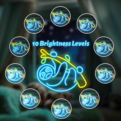 Image of CoolGift Mart Sloth Neon Sign, Sloth Lamp Wall Decor, Dimmable Birthday Party Decorations for Home, Patio, Garden, Bars, Restaurants, Hotels, Stores, Clubs, Ideal Gift for Friends, Family and Kids