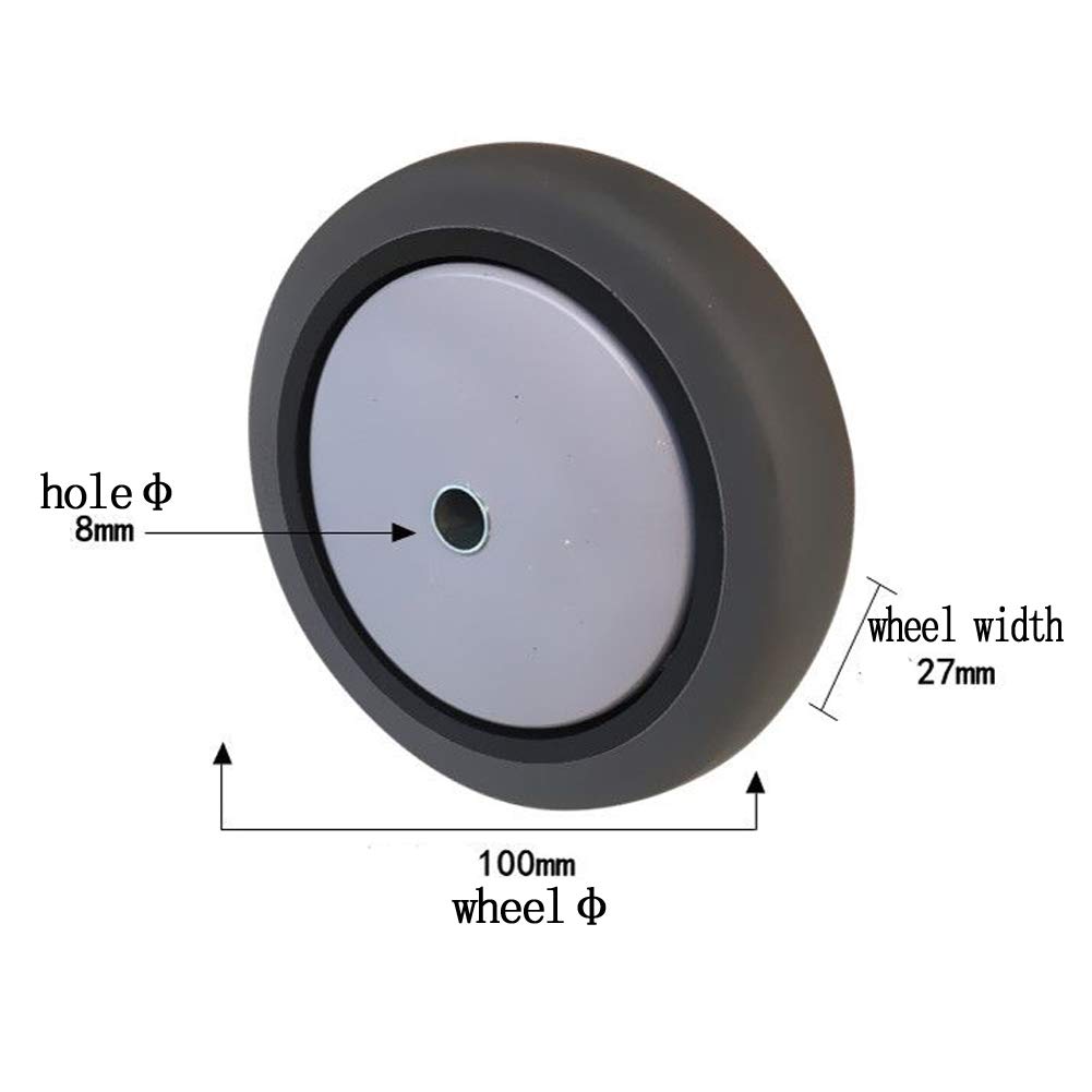 100 mm 4 pulgadas Ruedas giratorias muebles Tallo M11 Con carcasa M15 Silencio Ruedas goma con freno Tarea pesada Soporte de acero inoxidable 400kg Para coche comedor Carro cuna 4 pcs