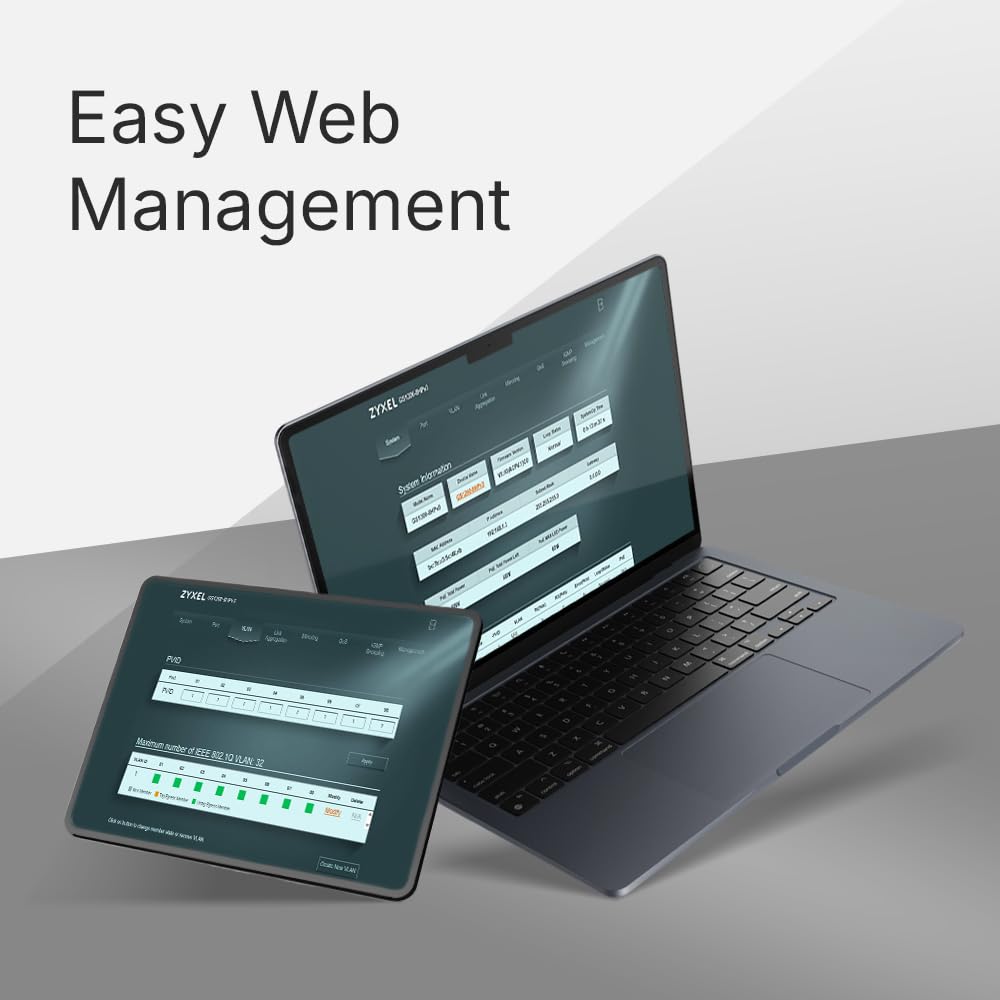 Zyxel Switch Ethernet 8 Ports | Conmutateur Gigabit Manageable en Web | QoS, Link Aggregation, VLAN, IGMP Snooping | sans Ventilateur | Desktop [GS1200-8v3]