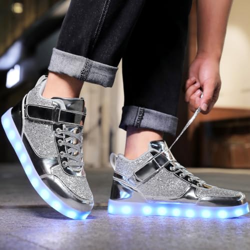 Image of JEVRITE Unisex LED Light Up High Top Sneakers - USB Charging for Women & Men - Couples Shoes