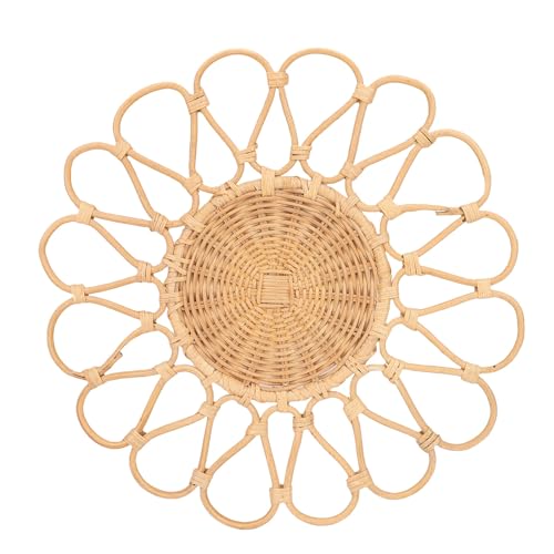 Décoration murale en rotin Pilipane tournesol tressée main 38cm