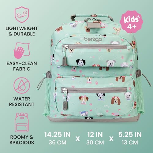 Image of Bentgo Kids Backpack - Lightweight 14 inch Backpack in Fun Prints for School, Travel, & Daycare, Ideal for Ages 4+, Roomy Interior, Durable & Water-Resistant Fabric, & Loop for Lunch Bag (Puppy Love)