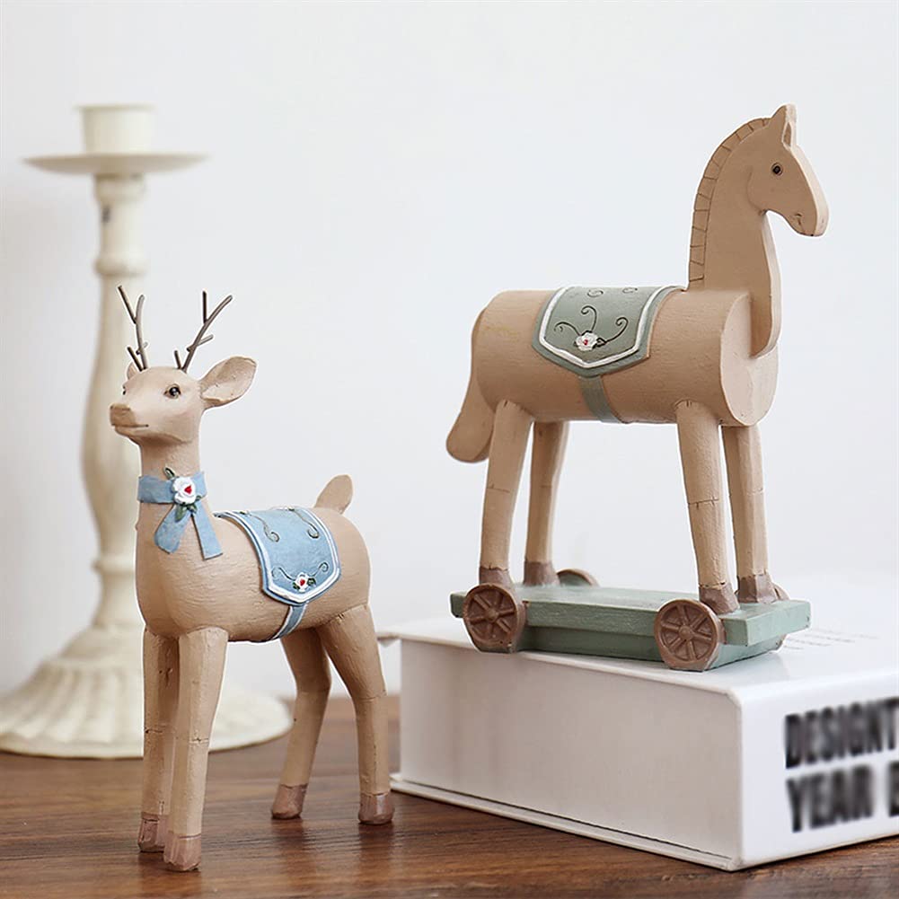 Sculpture Malowane Deer Dekoracje Desktop Europejskie Retro Małe Dekoracje Dom Salon Wino Szafka Desktop Rzemiosło Statue