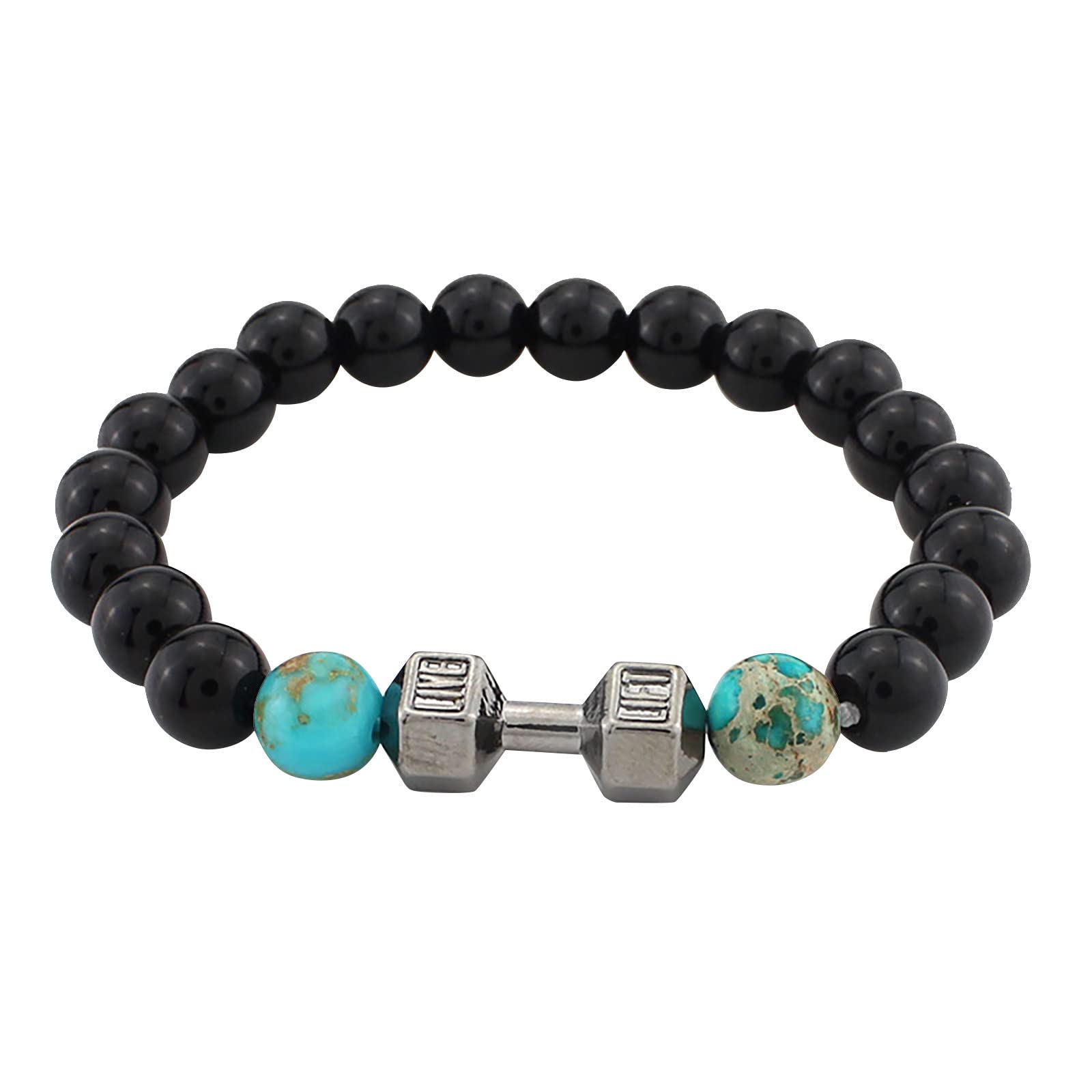 حجر الصخور البركانية الخرز معدن الدمبل تنوعا الخرز Bracelet مجوهرات Pearl Hoops for Women (a2-J, One Size)