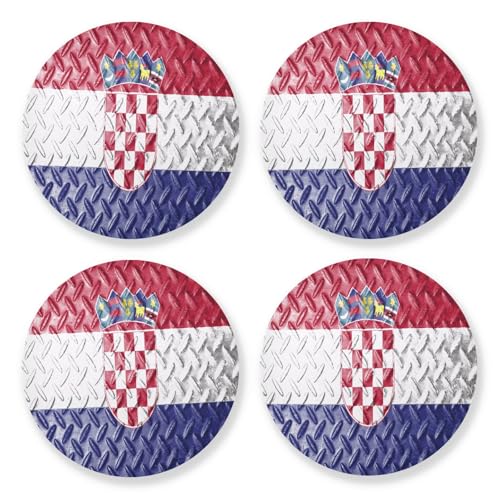 Lot de 4 dessous de verre en liège absorbant le drapeau de la Croatie pour table basse, verre à vin, bar