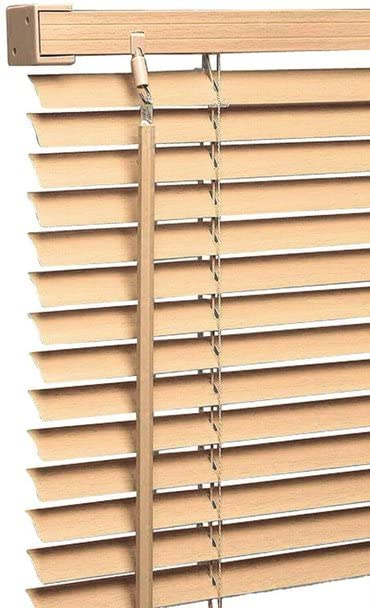 Ruby Deals PVC Venetian Blind Blinds Window 25mm Thin Slats Kitchen Window Blinds Treatments Easy Fit Curtains Trimmable Fittings Home Office(Natural Wood Grain Effect 150W x 213H cm)