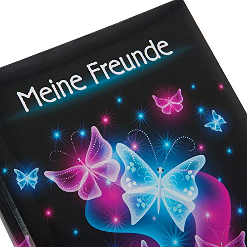goldbuch 43577 Freundebuch Schmetterling, Freundschaftsbuch DIN A5 mit 88 illustrierte Seiten, für Kita, Hort und Grundschule, für Beste Freunde in der SchulzeitKunstdruck, Schwarz / Pink / Blau – Bild 5