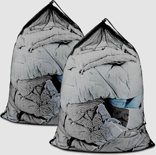 2 Pack Mesh Laundry Bags, Large Travel Laundry Washing Bags for Dirty Clothes Storage, 24