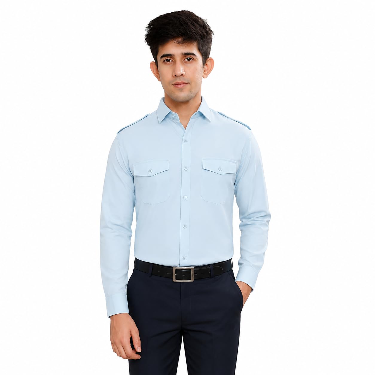 Men Regular Fit Professional Ola Uber Taxi, Cab, Car Driver Shirt Uniform,Sky Blue-image-27