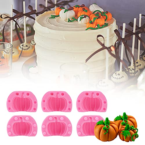 Actvty 3D Pumpkin Silicone Molds, 6 Pcs Half A Pumpkin Chocolate Candy Fondant Mold For Halloween Thanksgiving Fall Baking, Cake Decoration, Soap Candle Clay Resin Casting #TOP3