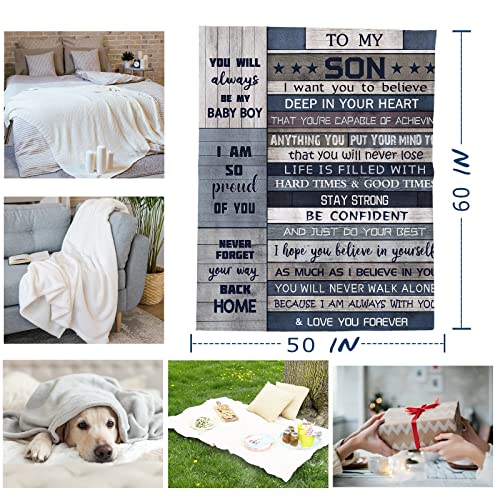 Yamco Son Gifts Blanket - Son Blanket From Mom Dad - Gifts For Son Blanket - Birthday Gifts For Son Throw Blankets 60"X 50" - Gifts For Grown Son - Son Gifts From Mother Father - Graduation Gift Ideas #TOP1