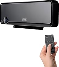 Black+Decker BXWSH2000E Calefactor cerámico de pared apto para baños con termostato electrónico, programador, temporizador y mando a distancia, pantalla LED, sistema PTC y oscilación automática, Negro