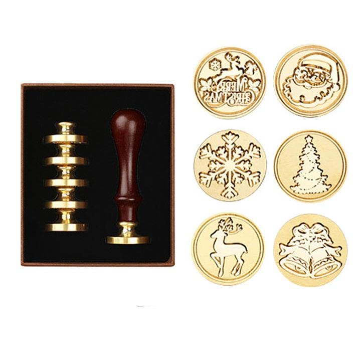 Miniatura 5 de Juego de sellos de cera de cobre, 6 sellos de cera, 1 mango de madera, kit de sellos de cera de sellado clásico Enerty Hope (árbol de la vida)