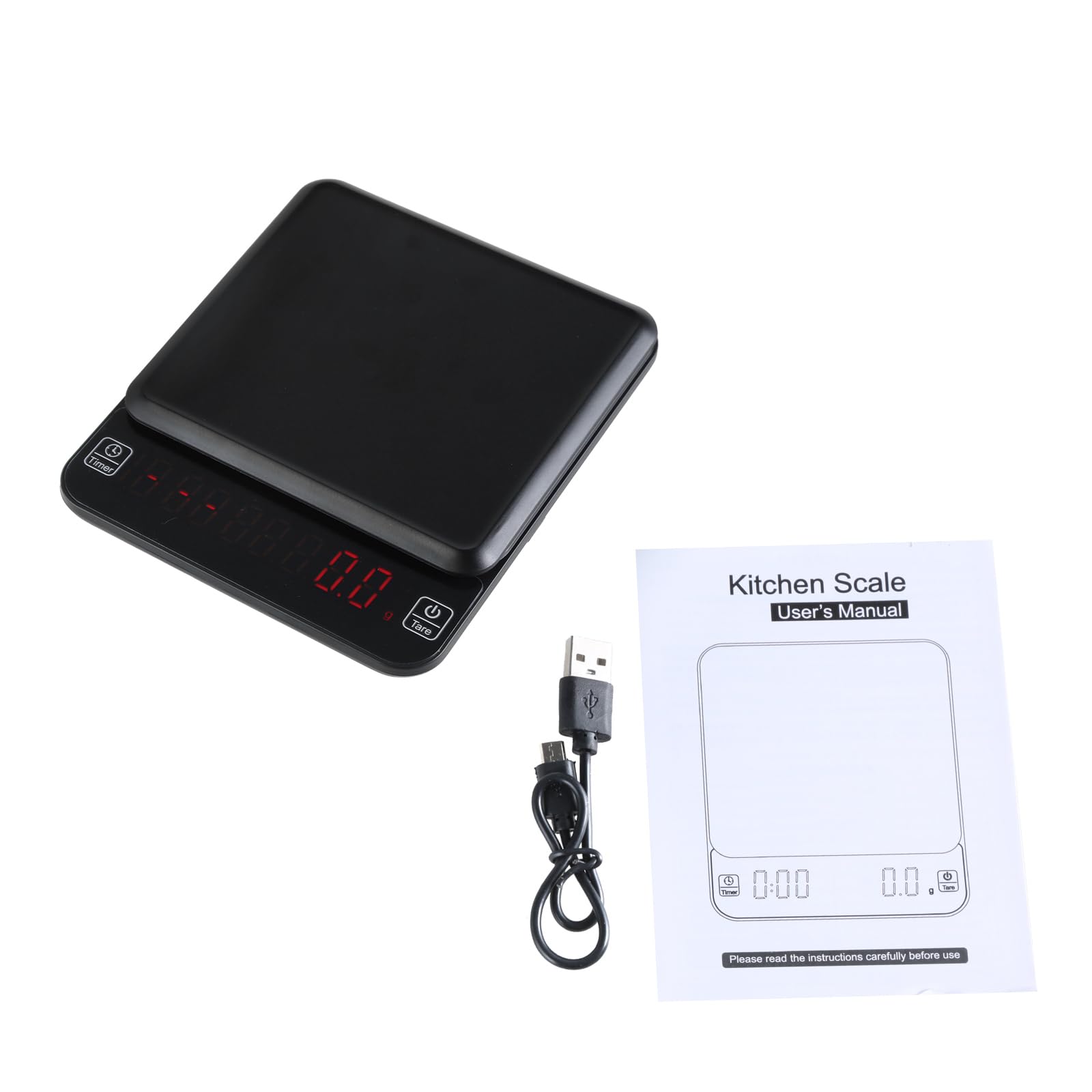 Precise Electronic Digital Coffee Scale with Timer and Tare Function 3KG/0.1G Espresso Weighing Tool Kitchen Scales