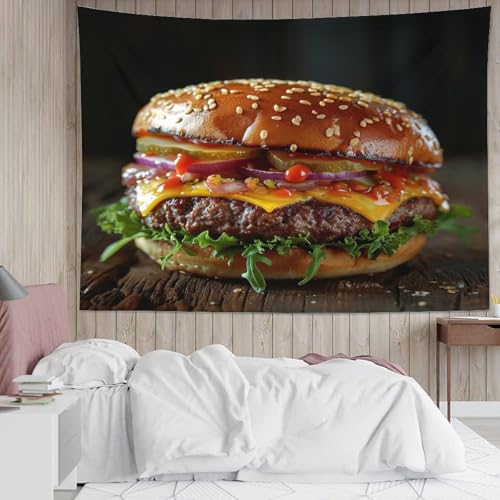 Tapisserie Hamburger 3D grand format tissu déco durable 180cmx230cm