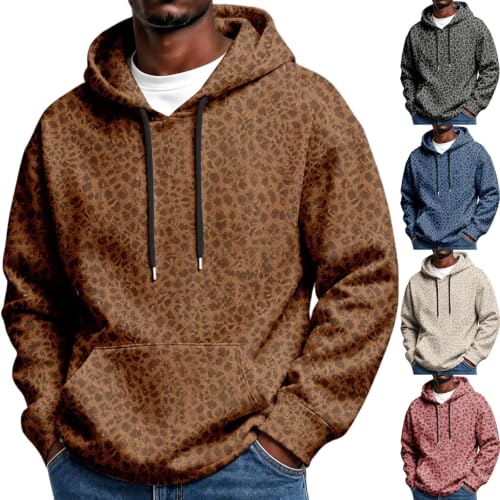 Fleece Hoodie Men Oversized Leopard Print Hoodie Big and Tall Y2k Hoodies - image 1