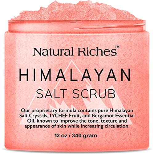 Natural Riches HIMALAYANLYCHEESCRUB Himalayan Salt Exfoliating Body Scrub Lychee Bergamot Essential Oil cover