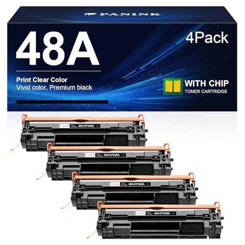PANINK 48A Toner Cartridge Replacement for HP 48A CF248A Black Toner Cartridge Compatible with HP Pro M15w M15a M16w M16a MFP M29w M29a M28w M28a Printer(4 Pack)