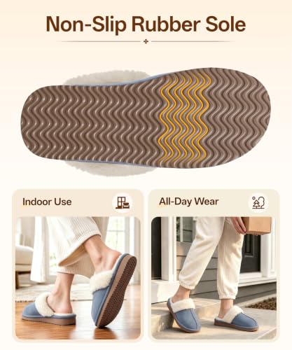 Image of Litfun Fuzzy Memory Foam Slippers for Women Indoor Outdoor House Shoes