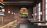 Vinilo Decorativo Pared 3D Burger | Hamburguesa Doble| Hamburgueseria | Hamburguesa | Sandwich | Perritos | Varias Medidas 110x145cm | Adhesivo Resistente y de Facil Aplicación |