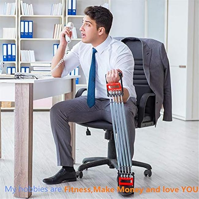 Chest Expander Exercise Resistance Bands Adjustable Hand Gripper Arm Pull Bar Arm Muscle Exerciser with 5 Springs Strength Trainer for Home Gym Muscle Training Exerciser,Red