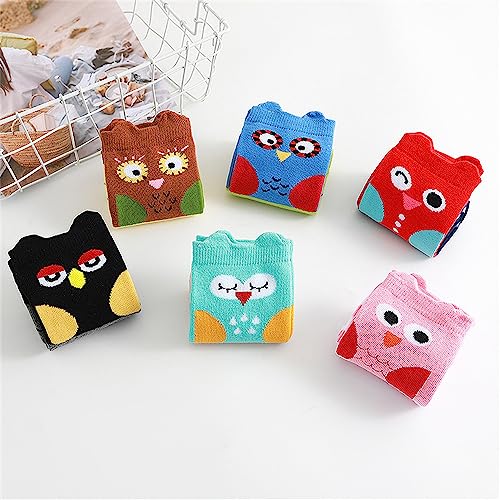 6 Pairs Cute Cartoon Animal Knee High Socks for Kids Girls Cotton Long Socks Dress Socks 3-12 Years Old3