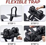 EnterSports Stand réglable avec roues, rack robuste pour dumbbell s'adapte à la fois 5-90 lb Dumbbells réglables, compatible avec plusieurs modèles de dumbbel Capacité de charge de 220 LB (Les ampoules ne sont pas incluses)