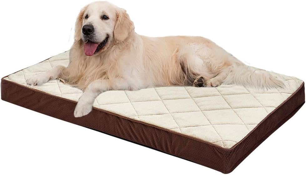 Auboa Large Dog Bed for Small, Medium, Large Dogs/Cats Mat Two Styles Removable and Washable Cover, Orthopedic Memory Foam Crate Pad