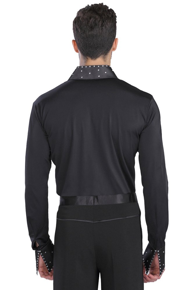 Hommes Mode Noir Danse Latine Costumes Performance Manches Longues Chemise/Pantalon Jazz Danse Tenues Ensemble