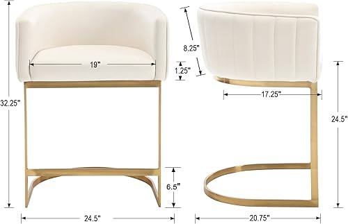 Miniatura 3 de Kmax Taburete de bar de 24.5 pulgadas de alto, moderno taburete tapizado de terciopelo con marco de metal negro con canal copetudo para isla de