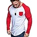 Produktbild Herren Langarm T-Shirt Casual Streifen Farblich Passende Langarm T-Shirt Slim T-Shirt Herren Kleidung Gr. M, Weiß / Rot