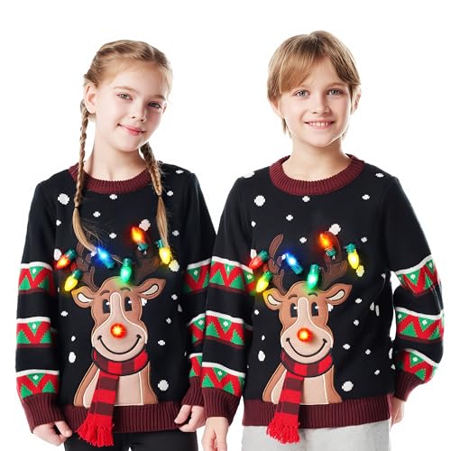 JOYIN Weihnachts-Ugly-Pullover für Kinder, LED-Beleuchtung,...
