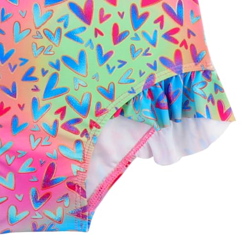 Image of Baby Toddler Girl Long Sleeve Ruffle Swimsuit One Piece Zipper Rash Guard Bathing Suit with UPF 50+ Sun Protection