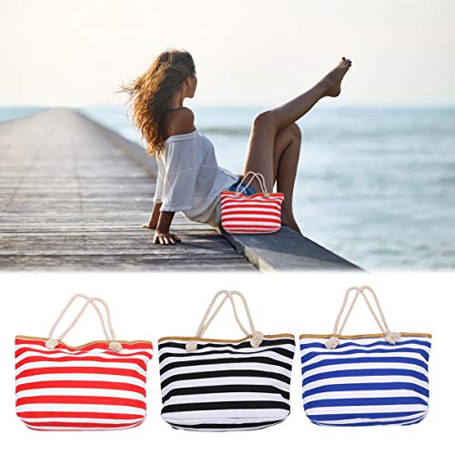 BESPORTBLE Bolsa feminina listrada com estampa de lona, bolsa de mão, bolsa de compras, bolsa de pra