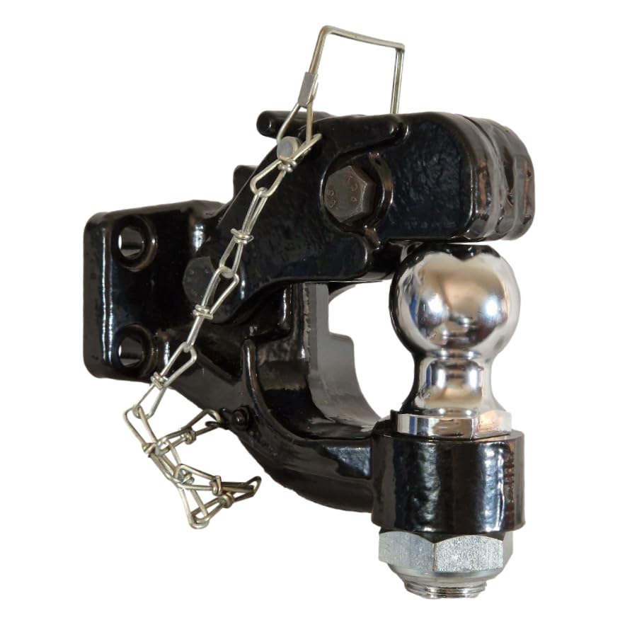 Trailer Pintle Hook Hitch, Ring/Lunette Ring & 50mm Ball Trailer Mount, Heavy Duty, Off-Road, High Capacity Towing, MAX. Capacity 3000kg, Bolt-On, 85x45mm Hole Spacing, Mounting Hardware Included.