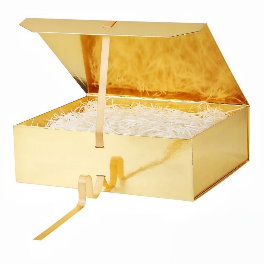 GoooodGift Extra Large Gift Box Gold 1 Pack 19x16x6 inch Luxury Gift Box for Presents with Magnetic Closure Lid Collapsible,Birthday,Christmas,Wedding,Contains Shredded Paper Filler — image 1