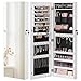 SONGMICS Schmuckschrank hängend, Hängeschrank, abschließbarer Spiegelschrank, Wandschrank mit rahmenlosem Ganzkörperspiegel und 2 separaten Make-up-Organizern, für Ketten, Ohrringe, weiß JJC001W01