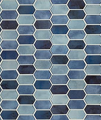 MSI Boathouse Blue 12 x 10 Inch Glass Picket Tile for Kitchen Backsplash, Bathroom, Shower Wall, Mesh Mounted Mosaic