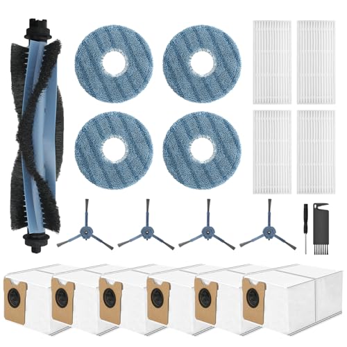 VIEWALL C20 Accessories Kit Replacement for Eufy Omni C20 Vacuum Cleaner 1 Main Brush 4 Mop Cloth Pads 4 Side Brushes 4 HEPA Filters 6 Replacement Dust Bags 1 Cleaning Tools 1 Screwdriver