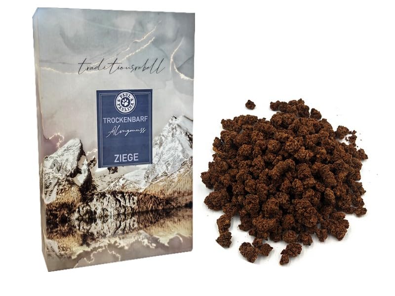 Paul & Paulina Trockenbarf Almgenuss pur Ziege 2kg I Ergänzungsfuttermittel für Hunde I 100% gewolfte und getrocknete Ziege: 40% Muskelfleisch, 20% Pansen, 20% Herz, 8% Leber, 5% Niere