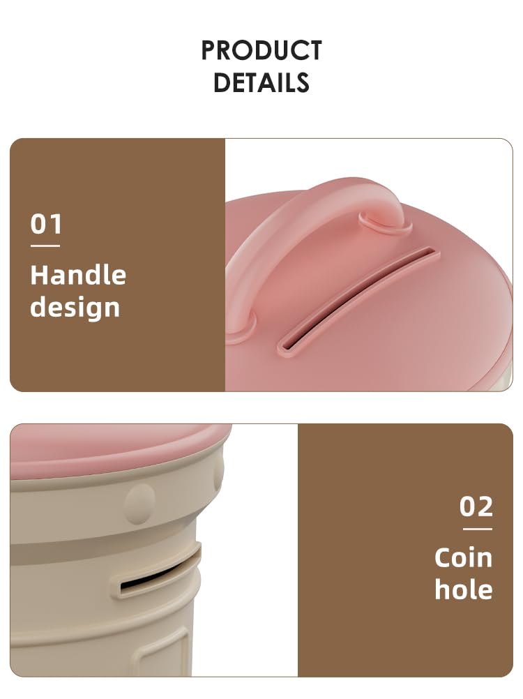 Cortina Post Box Design Piggy Bank for Kids & Adults – Plastic Coin Saver with Handle & Keys, Money Box Gift Item for Kids Ages 3+ (Pink, Pack of 1) 4