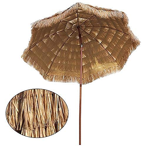 Parapluie de paille inclinable pour créer un ombrage exotique sur le balcon